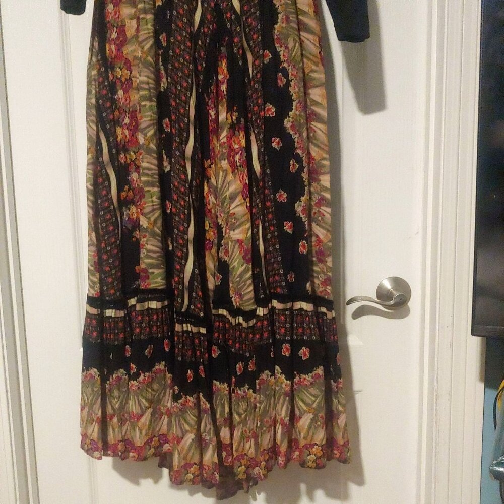 Karen Alexander Vintage L-Sleeve Drop Waist Cottage Core Floral Maxi Dress 14 - Picture 8 of 9
